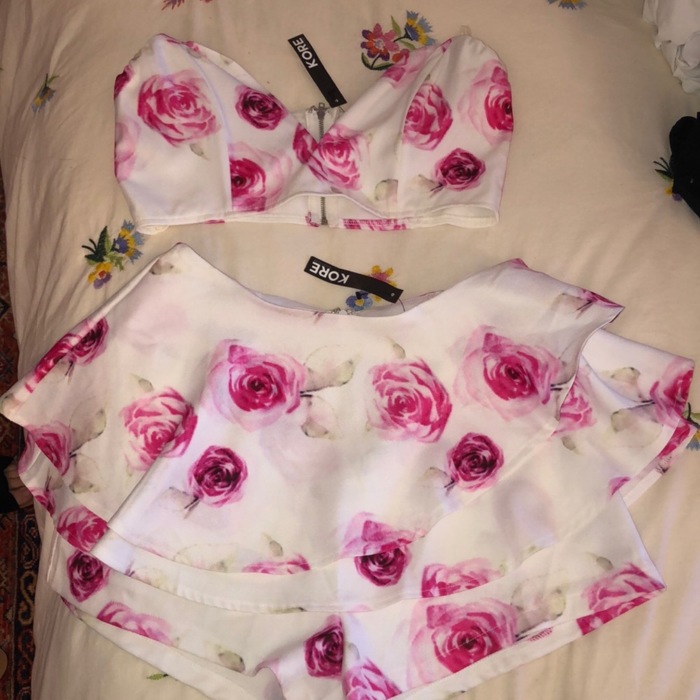 Rose print two-piece